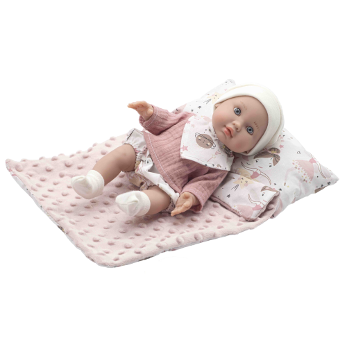 BAMBOLA CON COPERTA E CUSCINO RAUBER 30 CM ACCESSORI IN SCATOLA - 3120ROSA