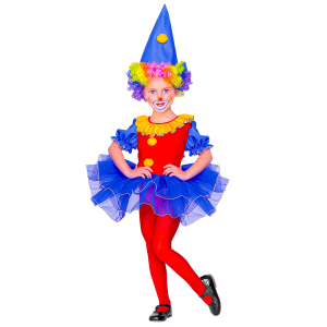 VESTITO CARNEVALE + ACCESSORI CLOWN BALLERINA COSTUME PARRUCCA SET TRUCCO CON NASO 4/5 ANNI TRAVESTIMENTO - 4377+74590+4044N