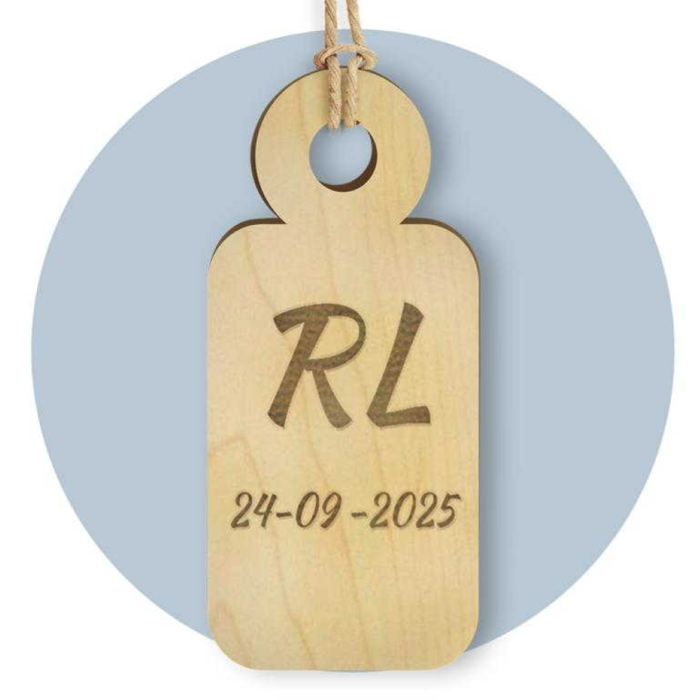 TAG IN LEGNO PER BOMBONIERE SEGNAPOSTO ETICHETTA PERSONALIZZABILE PER FESTE E CERIMONIE - TLF0002