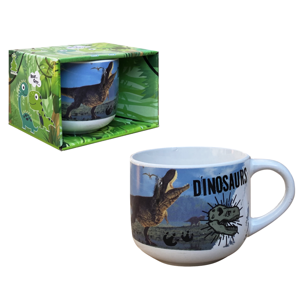 TAZZA LARGA JUMBO DINOSAURI IN CERAMICA 380 ML CONFEZIONE REGALO -  X05570MC