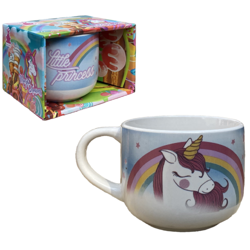 TAZZA LARGA JUMBO UNICORNO IN CERAMICA 380 ML CONFEZIONE REGALO -  X04282MC