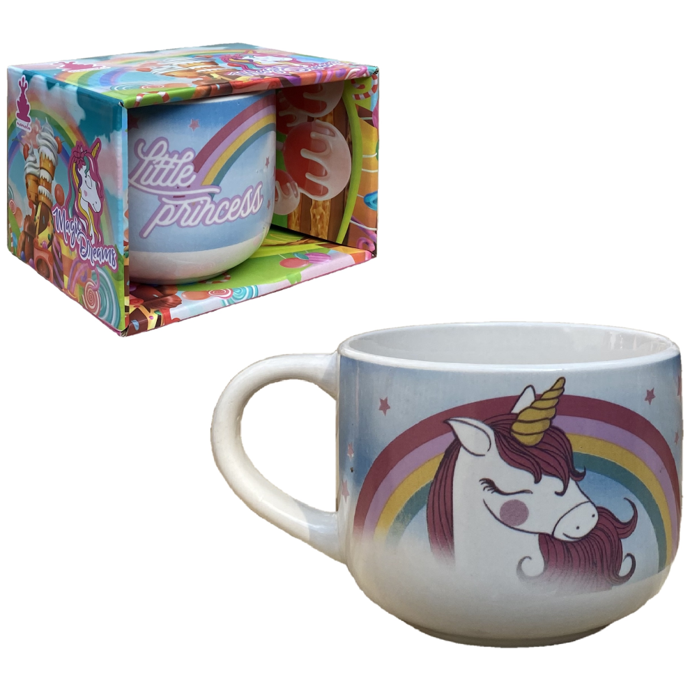 TAZZA LARGA JUMBO UNICORNO IN CERAMICA 380 ML CONFEZIONE REGALO -  X04282MC