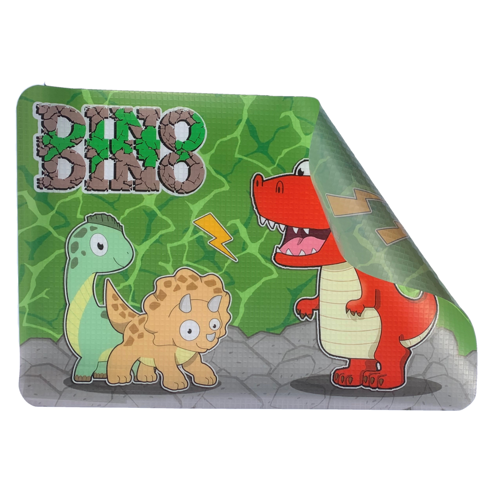TOVAGLIETTA DINOSAURI IN PLASTICA MORBIDA ANTISCIVOLO RIPIEGABILE LAVABILE DA COLAZIONE PRANZO CM.44X30 - CON0843-A