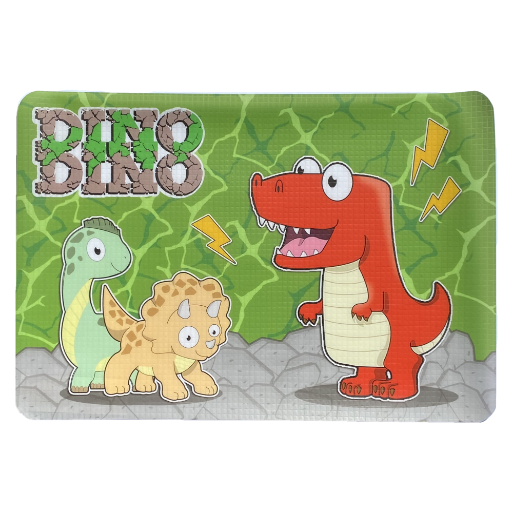 TOVAGLIETTA DINOSAURI IN PLASTICA MORBIDA ANTISCIVOLO RIPIEGABILE LAVABILE DA COLAZIONE PRANZO CM.44X30 - CON0843-A