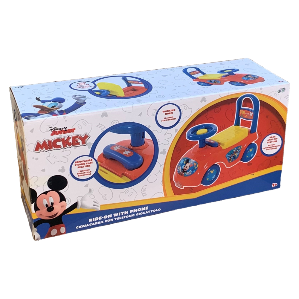 PRIMA AUTO CAVALCABILE CON TELEFONO TOPOLINO DISNEY 3 IN 1 MACCHININA PRIMI PASSI PORTAGIOCHI - 35727
