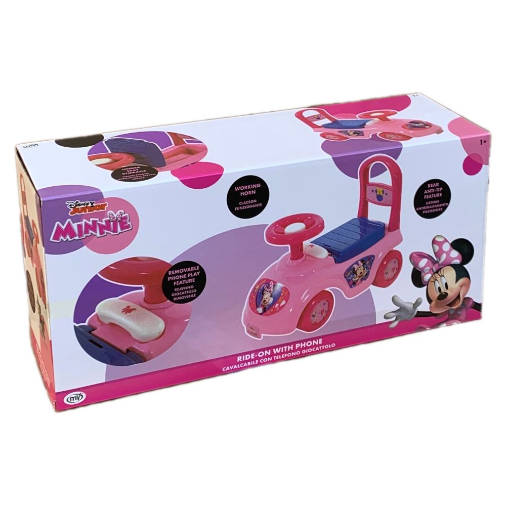 PRIMA AUTO CAVALCABILE CON TELEFONO MINNIE DISNEY 3 IN 1 MACCHININA PRIMI PASSI PORTAGIOCHI - 35726