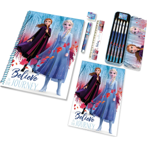 SET CANCELLERIA FROZEN II  DISNEY ELSA ANNA 12 PEZZI LIBRI COLORI PENNA IN CONFEZIONE - WD20817