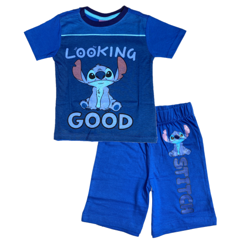 Pigiama Estivo Stitch Disney T-Shirt maniche corte Short 100% Cotone Bambino - LIL23-0398