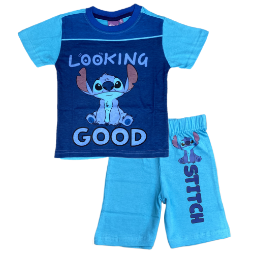Pigiama Estivo Stitch Disney T-Shirt maniche corte Short 100% Cotone Bambino - LIL23-0398