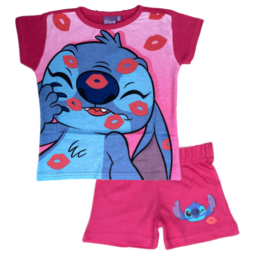 Pigiama Estivo Stitch Disney T-Shirt maniche corte Short 100% Cotone Bambino - LIL23-0176