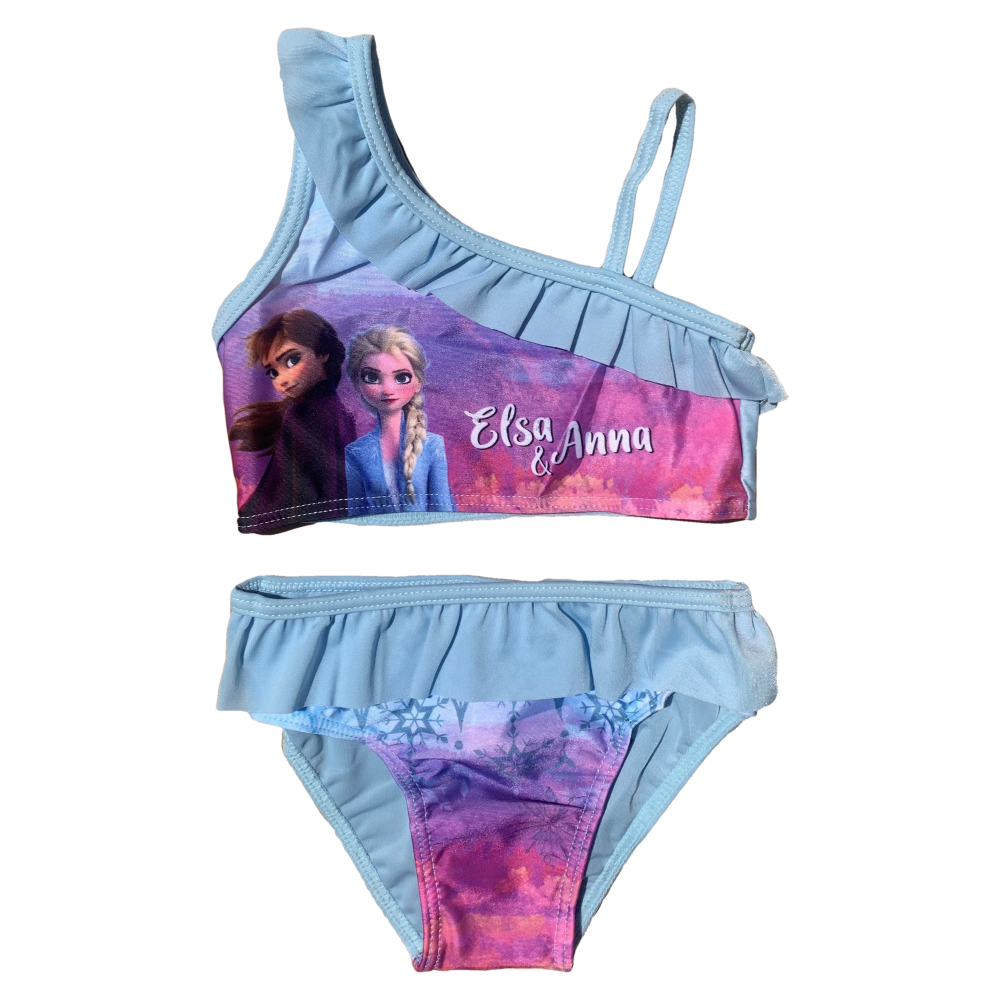 COSTUME MARE FROZEN II DISNEY ELSA ANNA BIKINI MONOSPALLA 2 PEZZI BAMBINA - FRO23-0444