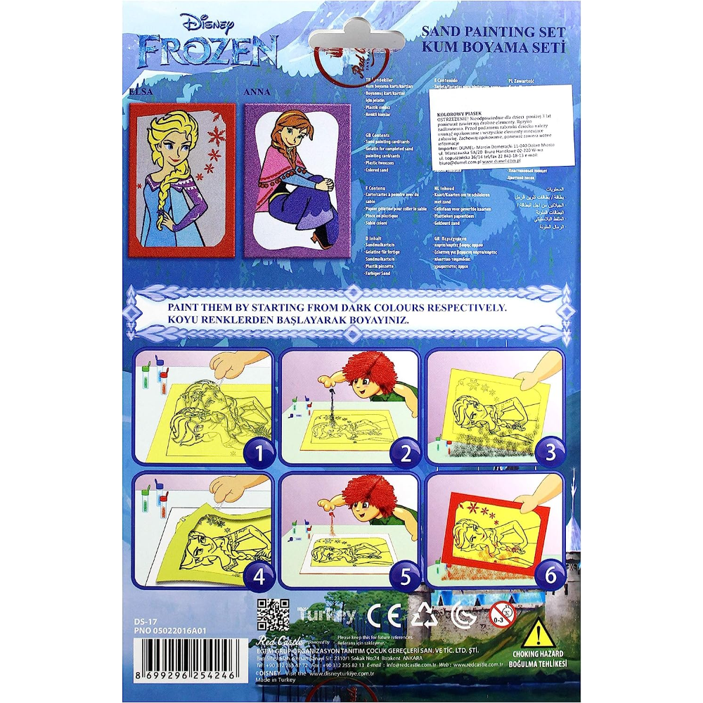 SET GIOCO FROZEN ELSA ANNA DISNEY BAMBINA IMMAGINI DI SABBIA 2 IN 1 IMMAGINI DA COLORARE CON SABBIA COLORATA - DS-17