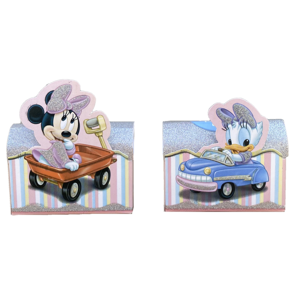 BOMBONIERA ASTUCCIO BAULE MINNIE PAPERINA BABY DISNEY SCATOLINA PORTACONFETTI KIT 10 PEZZI SENZA CONFETTI