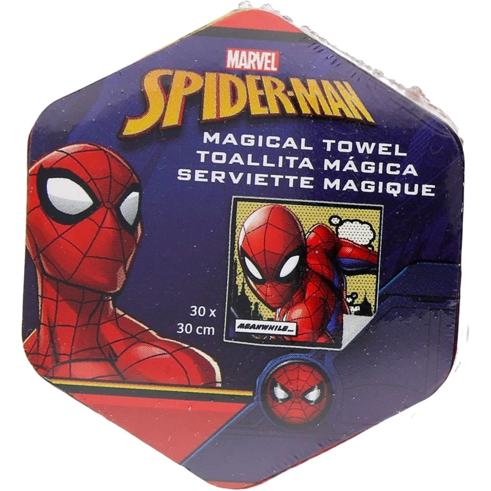 SET TOVAGLIETTE 2 PEZZI SPIDERMAN MARVEL ASCIUGAMANO MAGICHE IN TESSUTO CM. 30X30 - MV15744