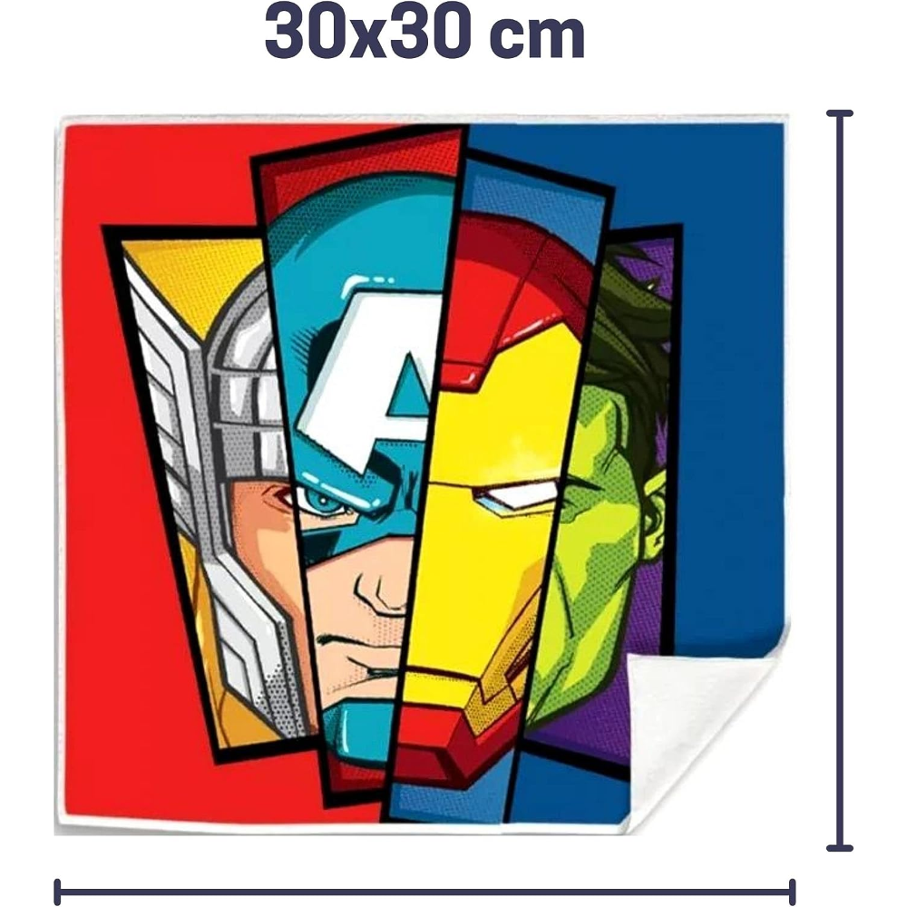 SET TOVAGLIETTE 2 PEZZI AVENGERS MARVEL ASCIUGAMANO MAGICHE IN TESSUTO CM. 30X30 - MV15744