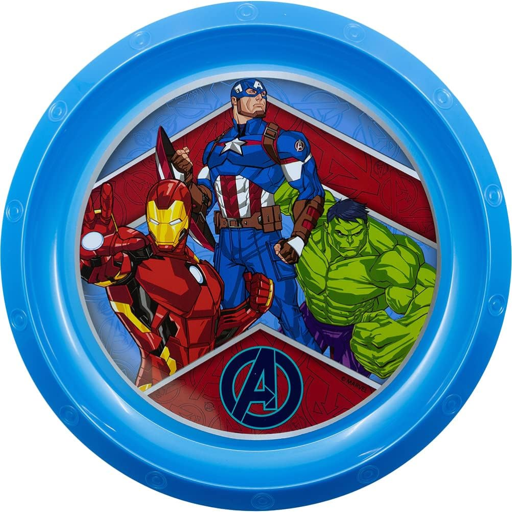 SET PAPPA 5 PEZZI AVENGERS MARVEL PIATTI BICCHIERE POSATE CONFEZIONE REGALO - ST74115