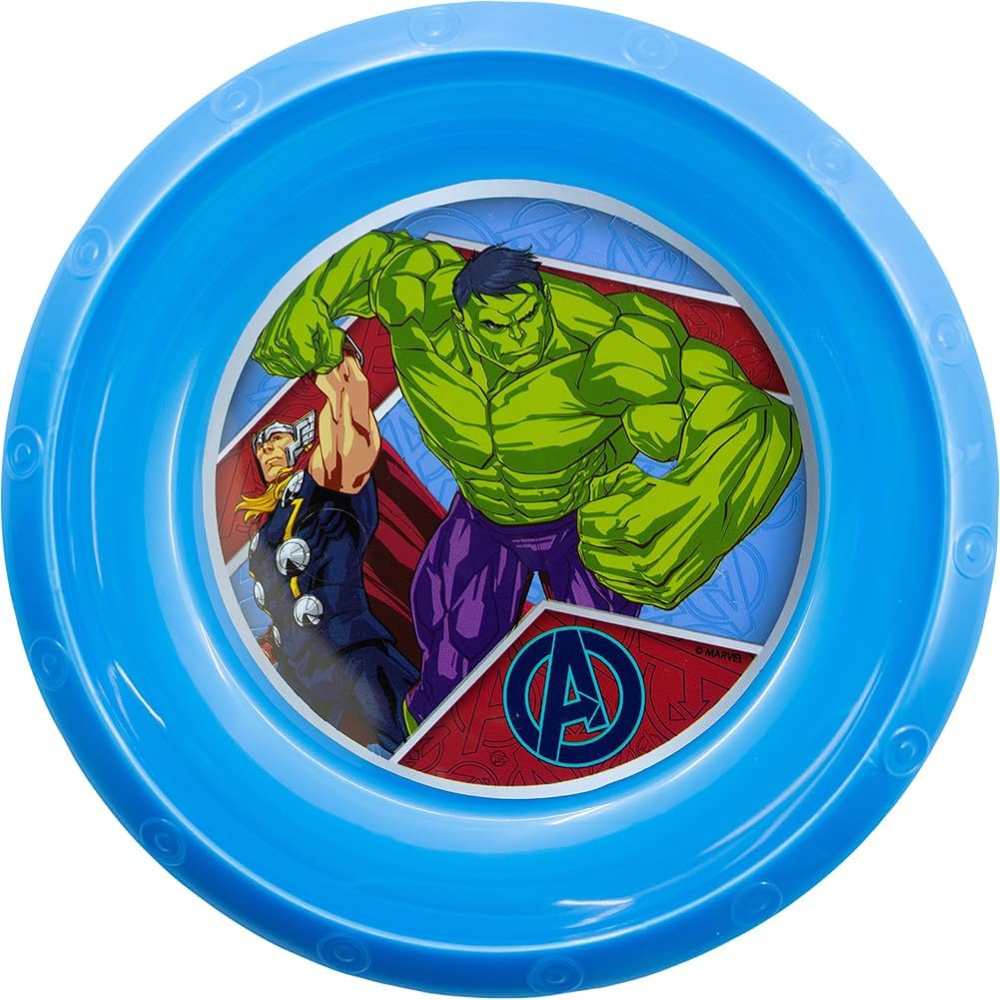 SET PAPPA 5 PEZZI AVENGERS MARVEL PIATTI BICCHIERE POSATE CONFEZIONE REGALO - ST74115