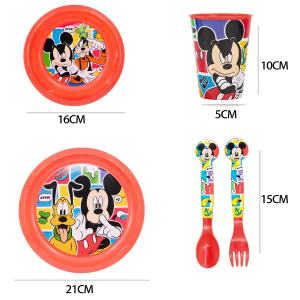 SET PAPPA 5 PEZZI TOPOLINO DISNEY PIATTI BICCHIERE POSATE CONFEZIONE REGALO - ST74315