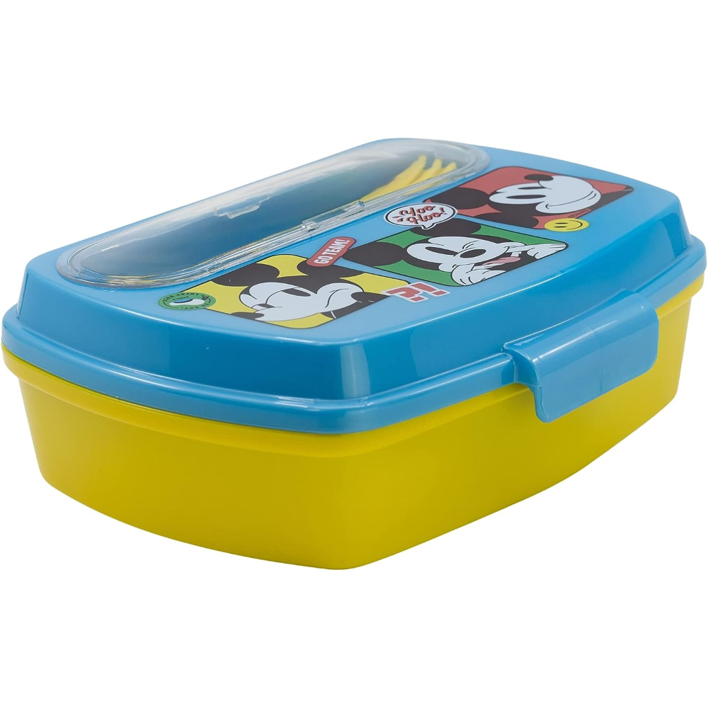 PORTAMERENDA CON POSATE TOPOLINO DISNEY FORCHETTA E CUCCHIAIO CONTENITORE PORTAPRANZO - ST74309