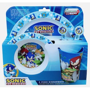 SET PAPPA 5 PEZZI SONIC PIATTI BICCHIERE POSATE CONFEZIONE REGALO - ST40550