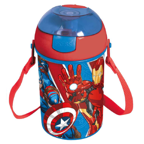 BORRACCIA POP-UP AVENGERS MARVEL BOTTIGLIA IN PLASTICA RIUTILIZZABILE CON TRACOLLA 450 ML - ST74169