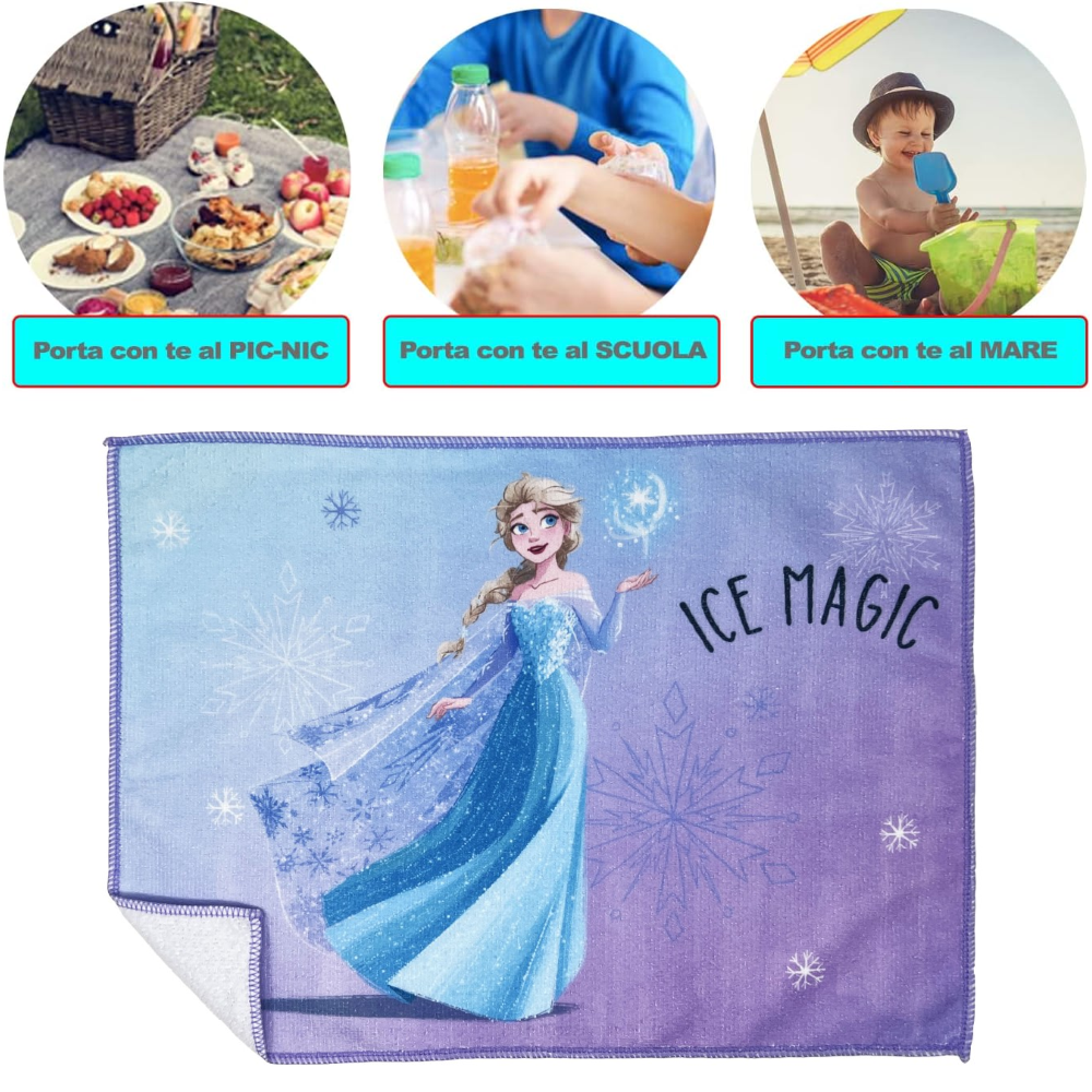 TOVAGLIETTA MAGICA FROZEN DISNEY IN TESSUTO DA COLAZIONE PRANZO CM.40X30 - FR0864