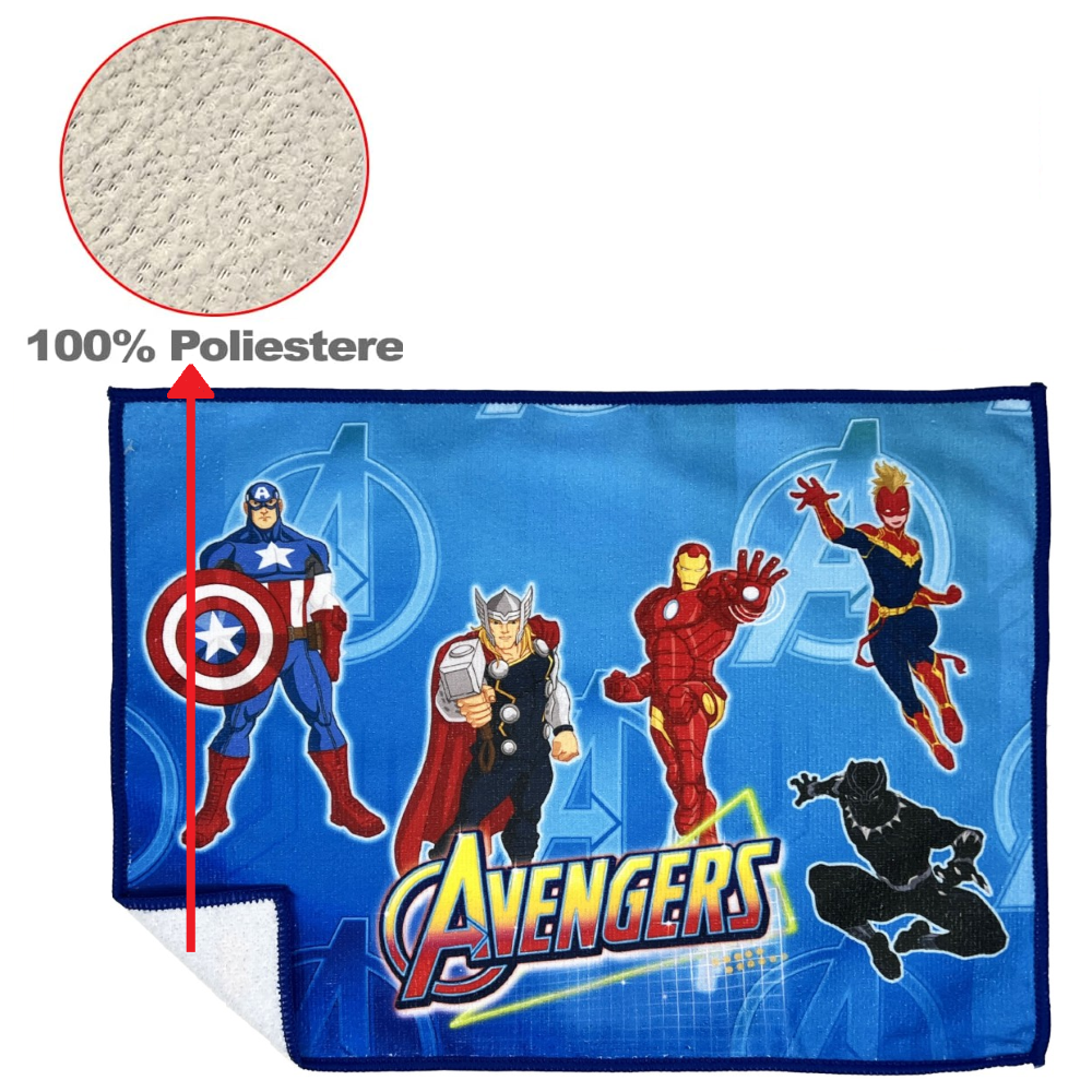 TOVAGLIETTA MAGICA AVENGERS MARVEL IN TESSUTO DA COLAZIONE PRANZO CM.40X30 - AV0864