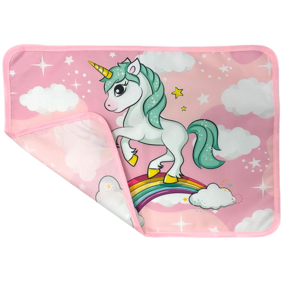 TOVAGLIETTA UNICORNO COLAZIONE SCUOLA IN POLIESTERE IMPERMEABILE CM. 40X30 - TV08UN