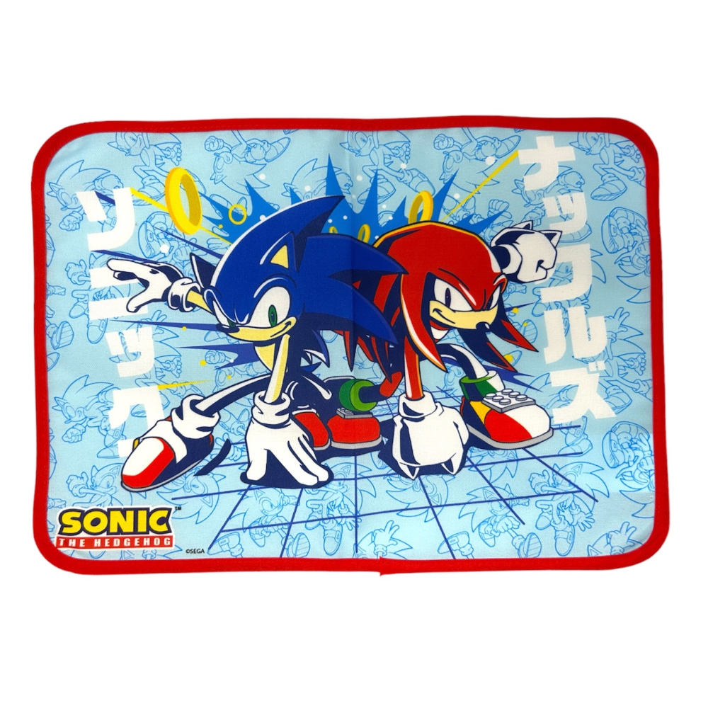 TOVAGLIETTA SONIC E KNUCKLES COLAZIONE SCUOLA IN POLIESTERE IMPERMEABILE CM. 40X30 - TV17SN