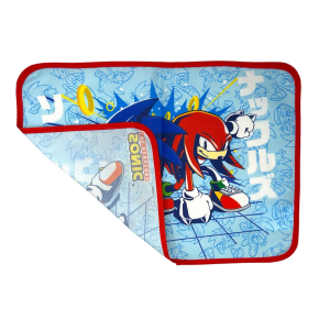 TOVAGLIETTA SONIC E KNUCKLES COLAZIONE SCUOLA IN POLIESTERE IMPERMEABILE CM. 40X30 - TV17SN