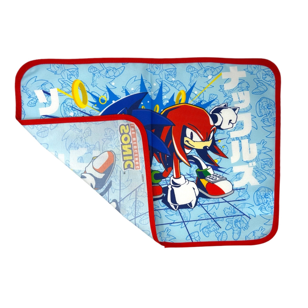 TOVAGLIETTA SONIC E KNUCKLES COLAZIONE SCUOLA IN POLIESTERE IMPERMEABILE CM. 40X30 - TV17SN