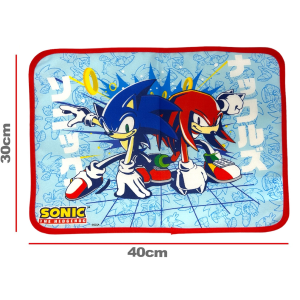 TOVAGLIETTA SONIC E KNUCKLES COLAZIONE SCUOLA IN POLIESTERE IMPERMEABILE CM. 40X30 - TV17SN