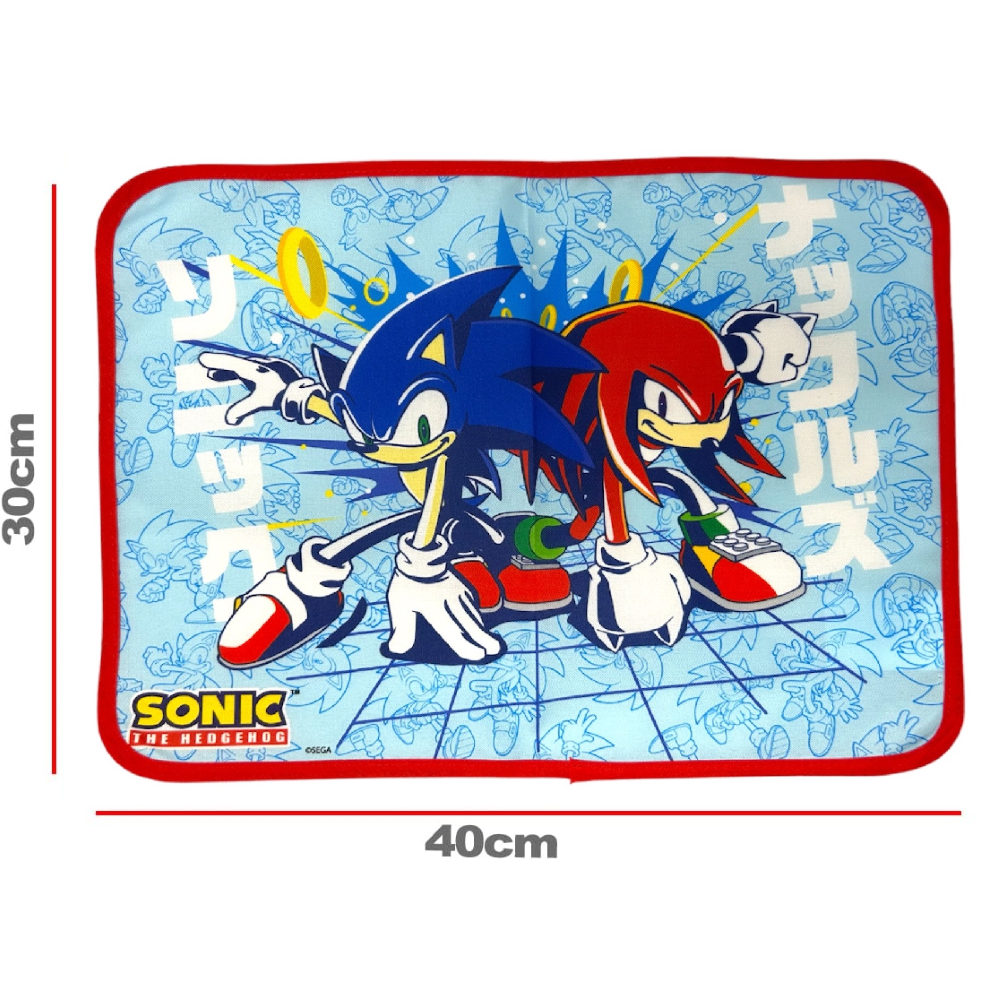 TOVAGLIETTA SONIC E KNUCKLES COLAZIONE SCUOLA IN POLIESTERE IMPERMEABILE CM. 40X30 - TV17SN