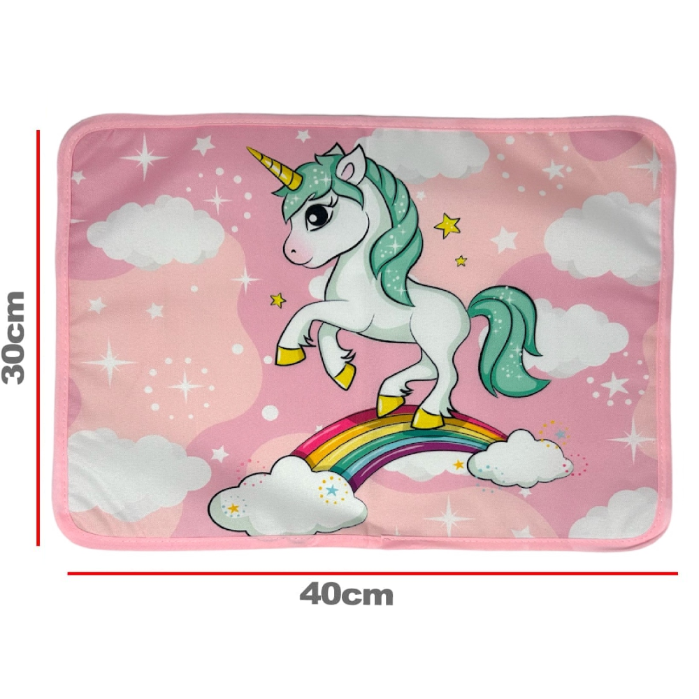 TOVAGLIETTA UNICORNO COLAZIONE SCUOLA IN POLIESTERE IMPERMEABILE CM. 40X30 - TV08UN