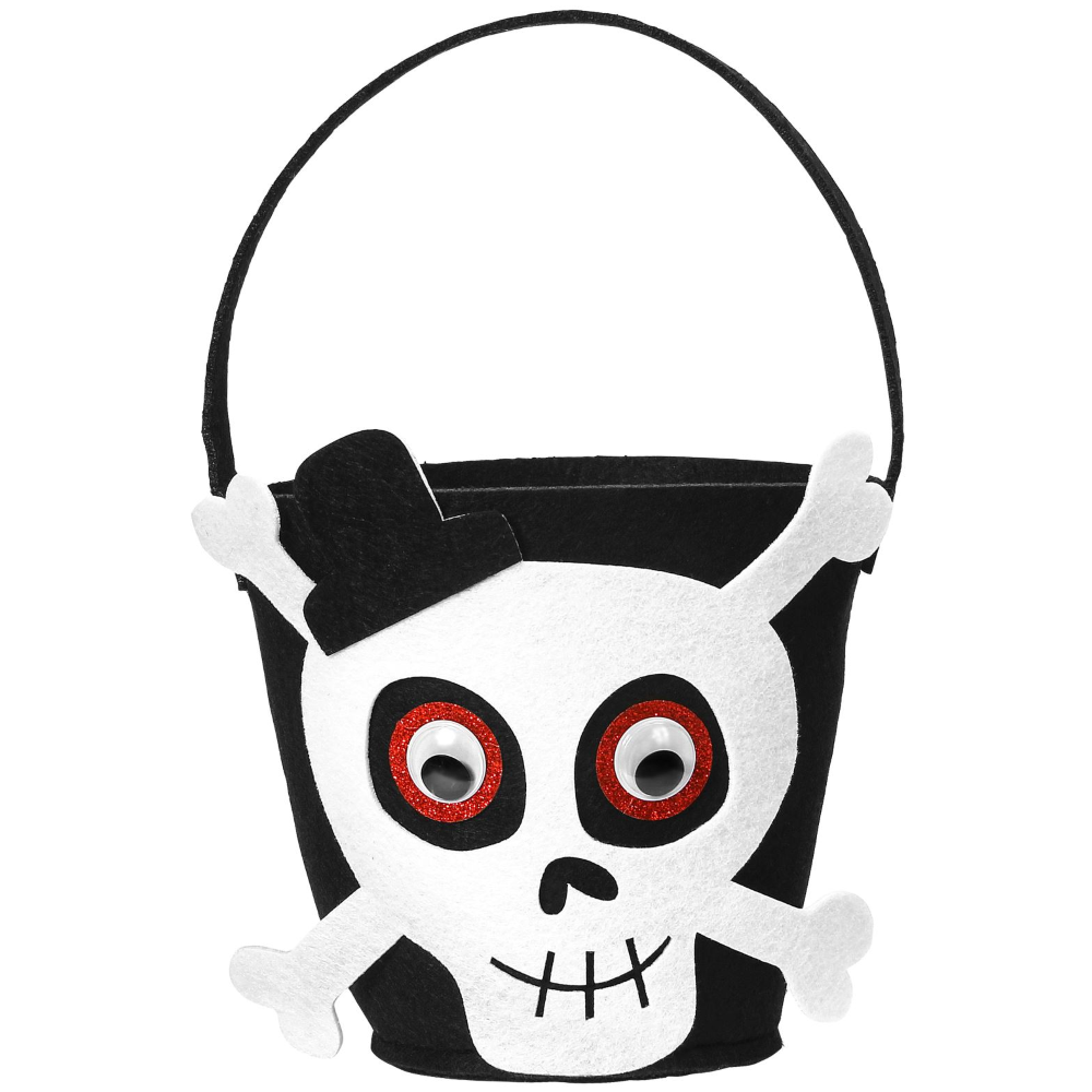 CESTINO BORSETTA DOLCETTO O SCHERZETTO TESCHIO - ACCESSORI HALLOWEEN CARNEVALE COSPLAY BAMBINA - 01347