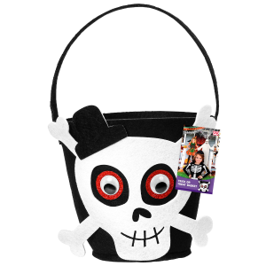 CESTINO BORSETTA DOLCETTO O SCHERZETTO TESCHIO - ACCESSORI HALLOWEEN CARNEVALE COSPLAY BAMBINA - 01347
