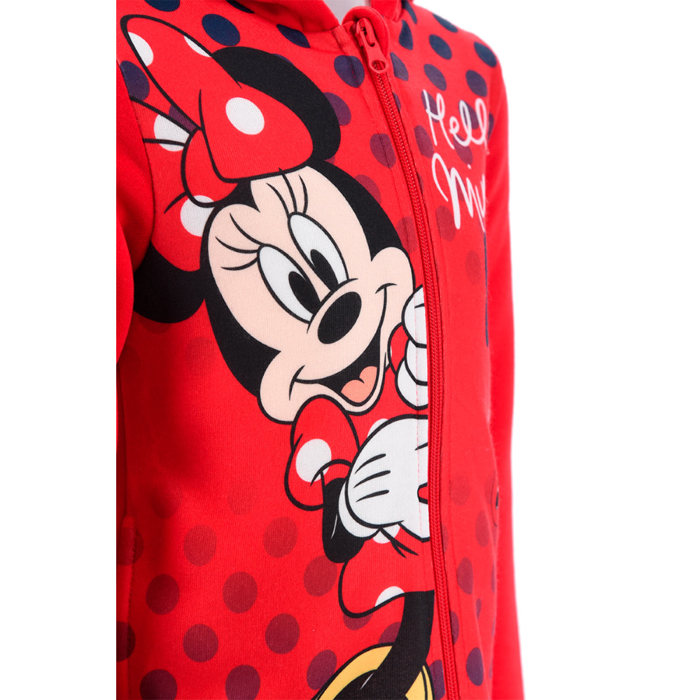FELPA CON ZIP E CAPPUCCIO MINNIE DISNEY BAMBINA SUN CITY - HW1073ROSSO