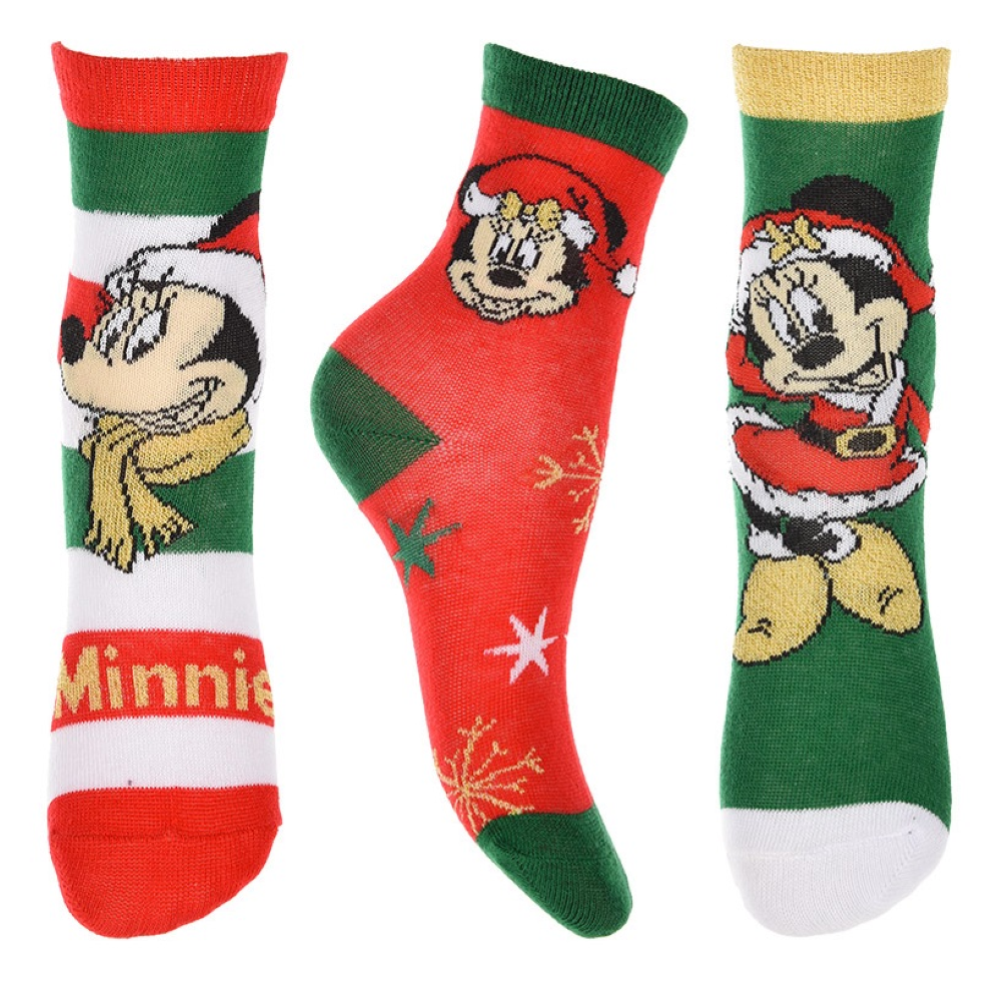 CALZINI 3 PEZZI NATALE MINNIE DISNEY IN SPUGNA TRE PAIA BAMBINI - HW0691