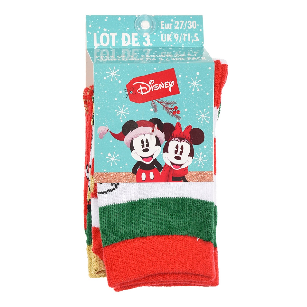 CALZINI 3 PEZZI NATALE MINNIE DISNEY IN SPUGNA TRE PAIA BAMBINI - HW0691