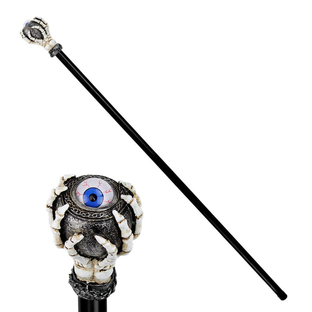 BASTONE SCHELETRO CON OCCHIO GALLEGGIANTE ABBATTIBILE ACCESSORI PER ABITO VESTITO TRAVESTIMENTO CARNEVALE 110 CM - 16788