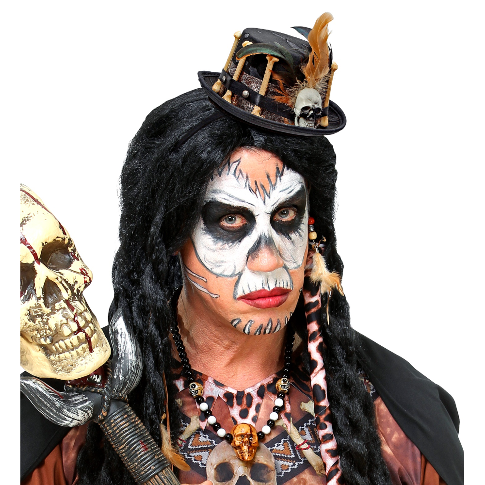 CERCHIETTO CON MINI CAPPELLO VODOO ACCESSORI PER ABITO VESTITO TRAVESTIMENTO CARNEVALE HALLOWEEN - 00811