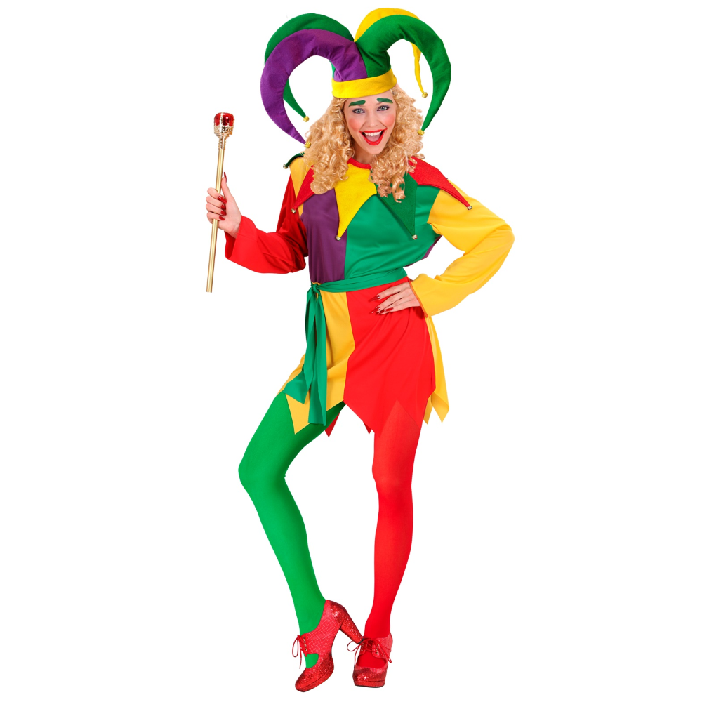 CALZE BICOLORE ROSSO/VERDE 40 DEN TG UNICA ADULTO ACCESSORIO TRAVESTIMENTO HALLOWEEN