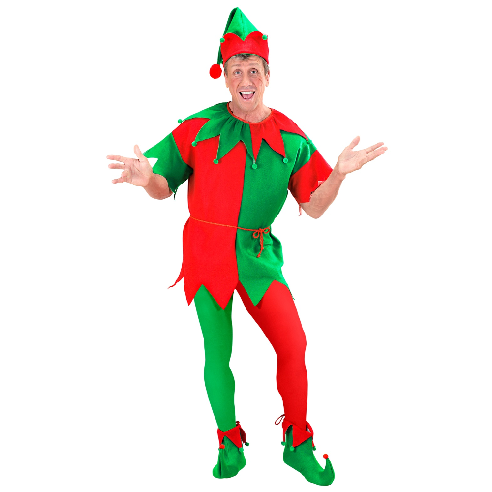 CALZE BICOLORE ROSSO/VERDE 40 DEN TG UNICA ADULTO ACCESSORIO TRAVESTIMENTO HALLOWEEN