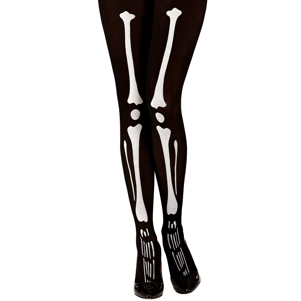 CALZE DA SCHELETRO 40 DEN TG UNICA ADULTO ACCESSORIO TRAVESTIMENTO HALLOWEEN