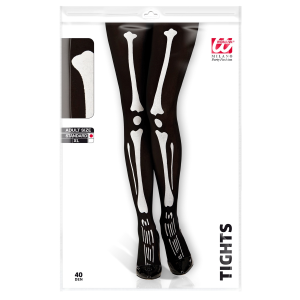 CALZE DA SCHELETRO 40 DEN TG UNICA ADULTO ACCESSORIO TRAVESTIMENTO HALLOWEEN