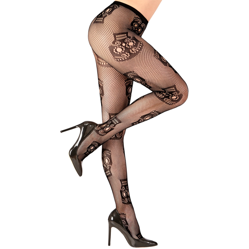 CALZE VELATE DIA DE LOS MUERTOS 50 DEN TG UNICA ADULTO ACCESSORIO TRAVESTIMENTO HALLOWEEN