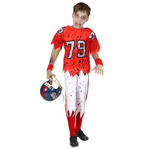 VESTITO CARNEVALE GIOCATORE DI FOOTBALL AMERICANO ZOMBIE TRAVESTIMENTO HALLOWEEN BAMBINO - 0315