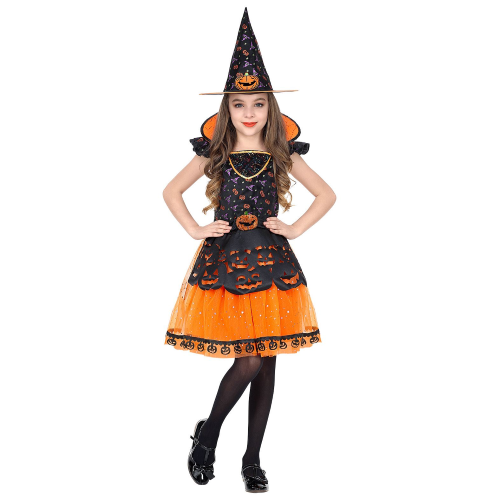 VESTITO CARNEVALE STREGA TRAVESTIMENTO HALLOWEEN BAMBINA - 0708