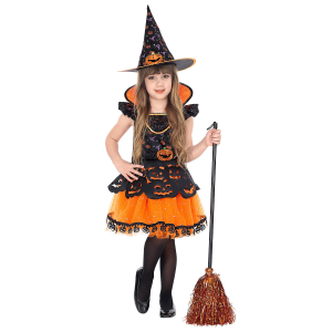 VESTITO CARNEVALE STREGA TRAVESTIMENTO HALLOWEEN BAMBINA - 0708