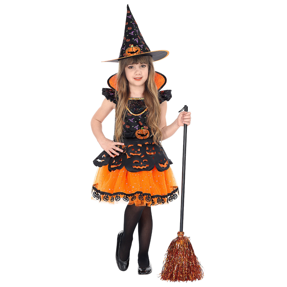 VESTITO CARNEVALE STREGA TRAVESTIMENTO HALLOWEEN BAMBINA - 0708